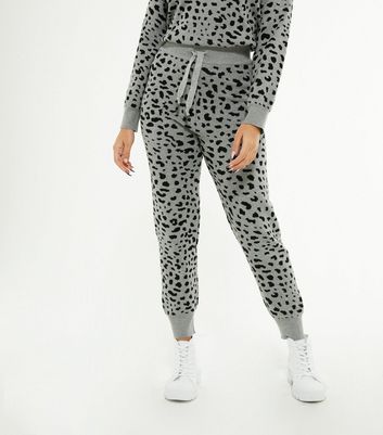 Petite Light Grey Leopard Print Knit 