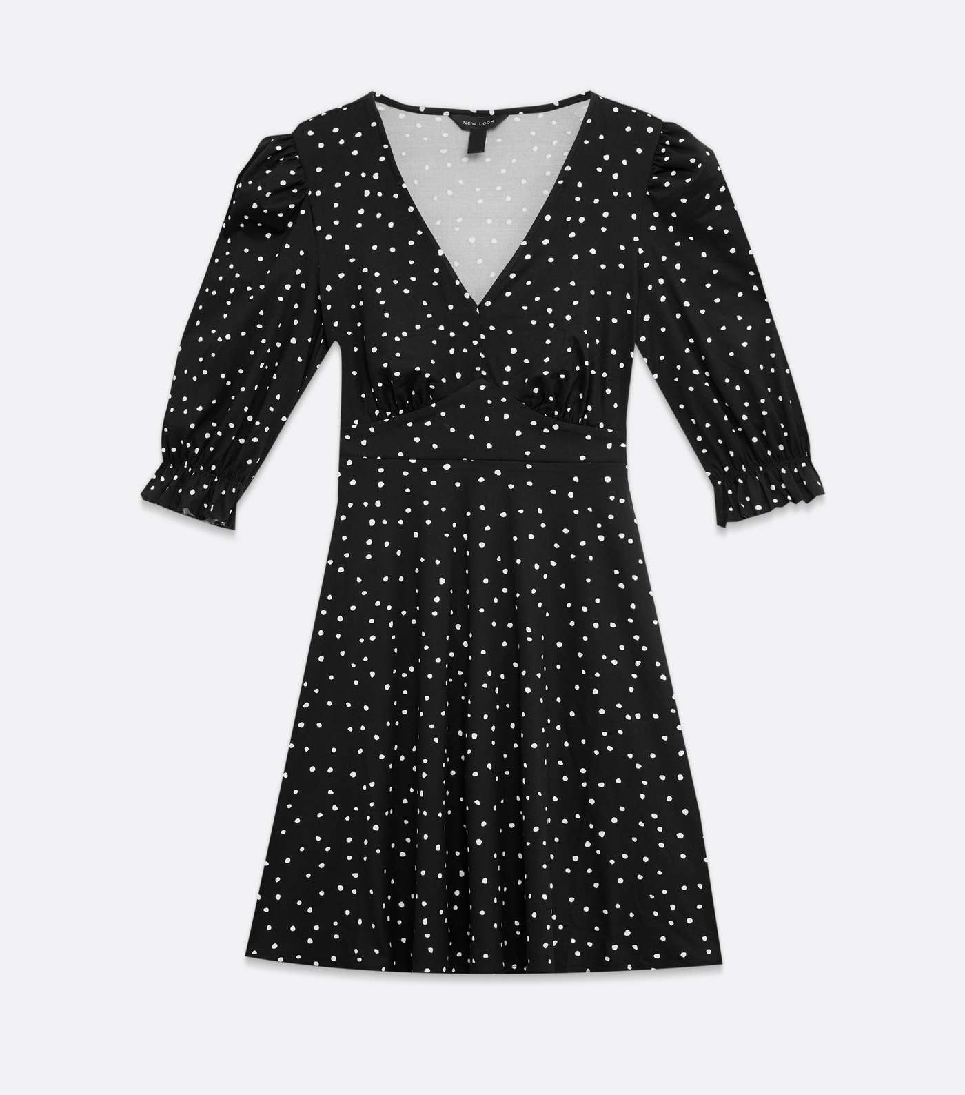 Black Spot Puff Sleeve Mini Dress Image 5