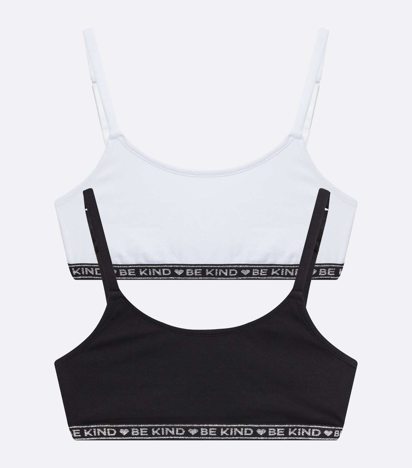 Girls 2 Pack Black and White Be Kind Crop Tops