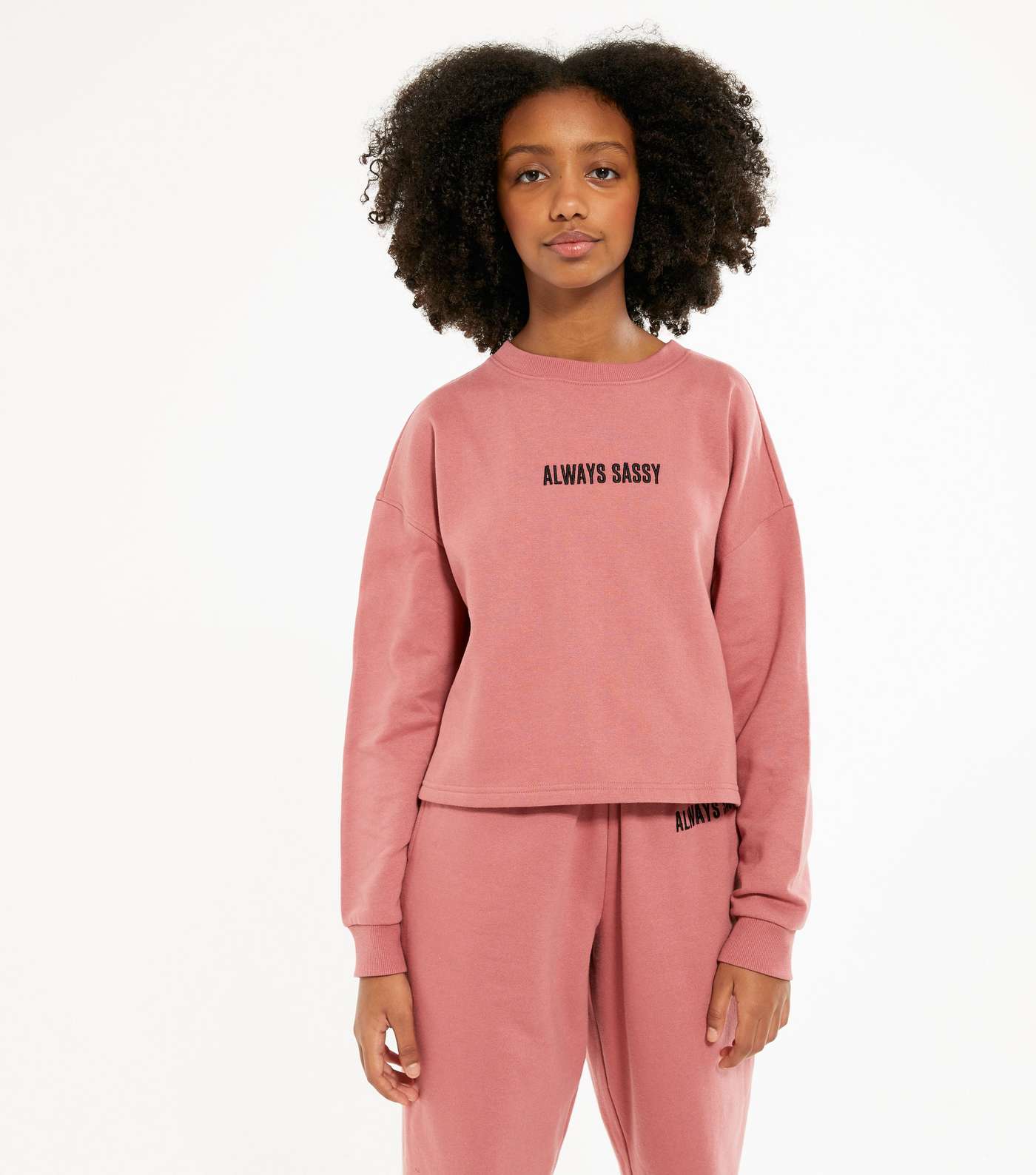 Girls Mid Pink Always Sassy Slogan Sweatshirt