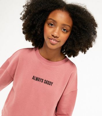 pink slogan sweatshirt