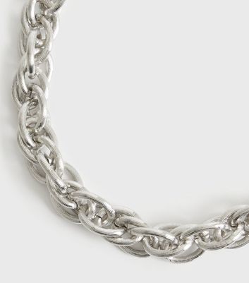 Silver Multi Link Chain Short Necklace 