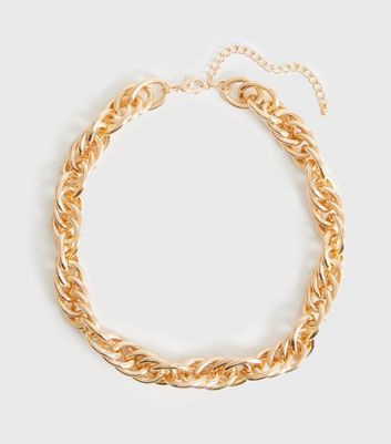 Gold Multi Link Chain Short Necklace 