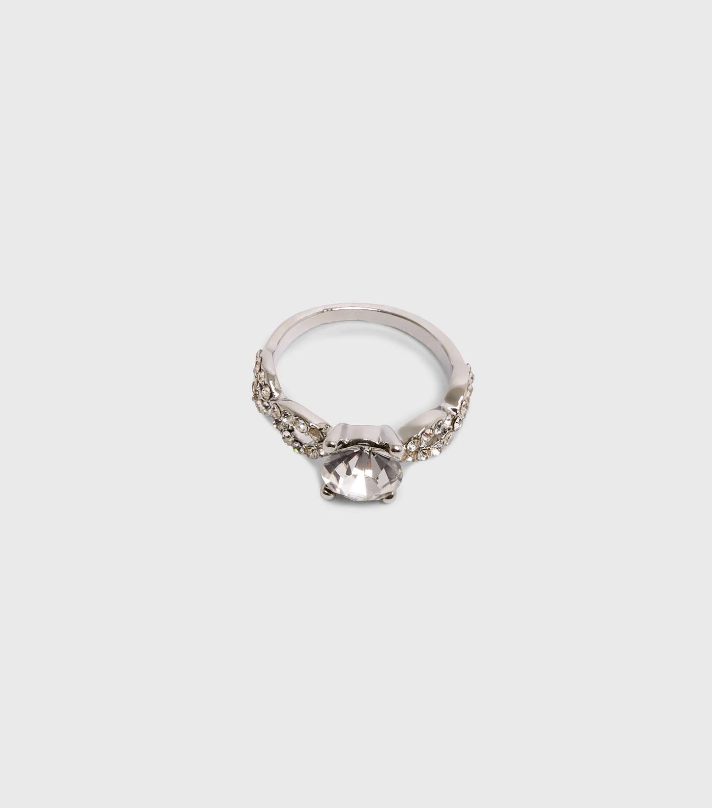 Silver Gem Diamanté Loop Ring Image 2