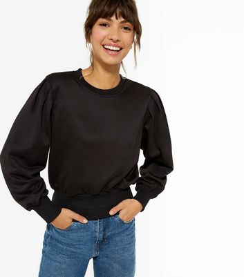 Black puff hotsell sleeve sweatshirt