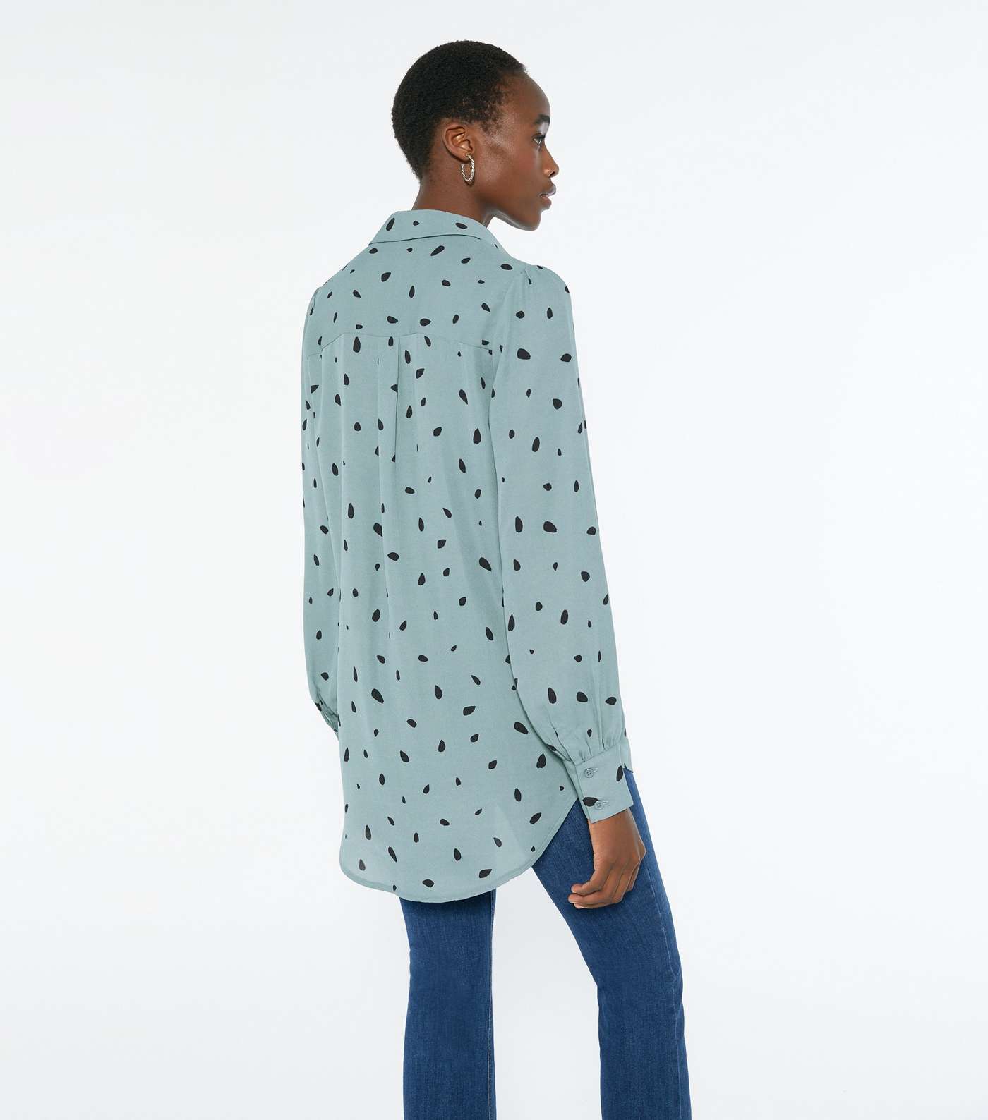 Tall Blue Abstract Spot Collared Long Shirt Image 3