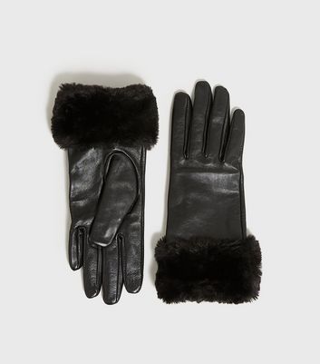 black gloves with fur