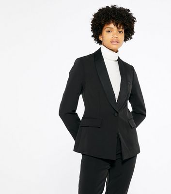 satin trim tuxedo jacket