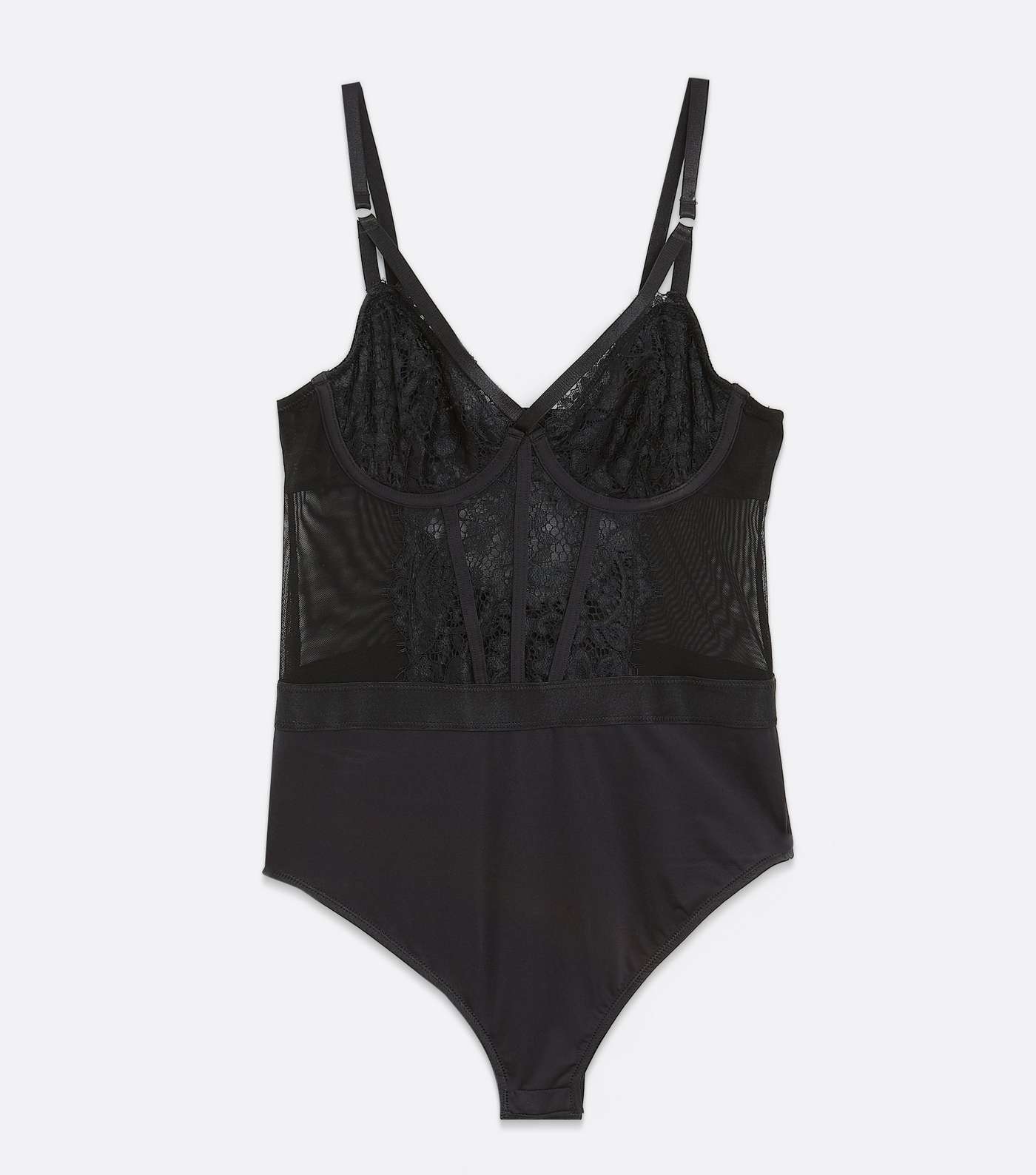Black Lace Strappy Lingerie Bodysuit Image 5
