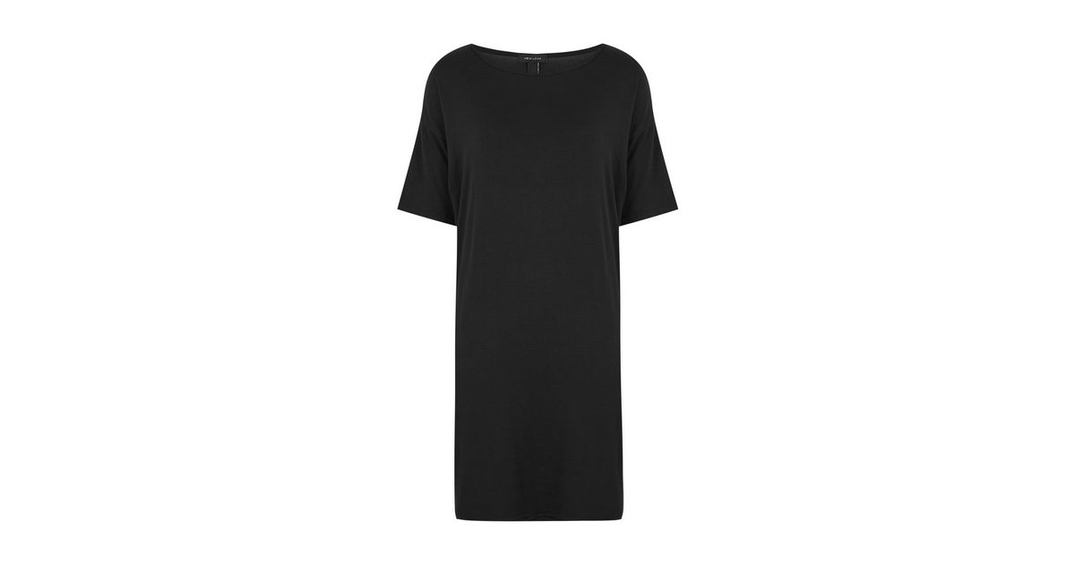 Black Jersey Oversized TShirt Dress New Look