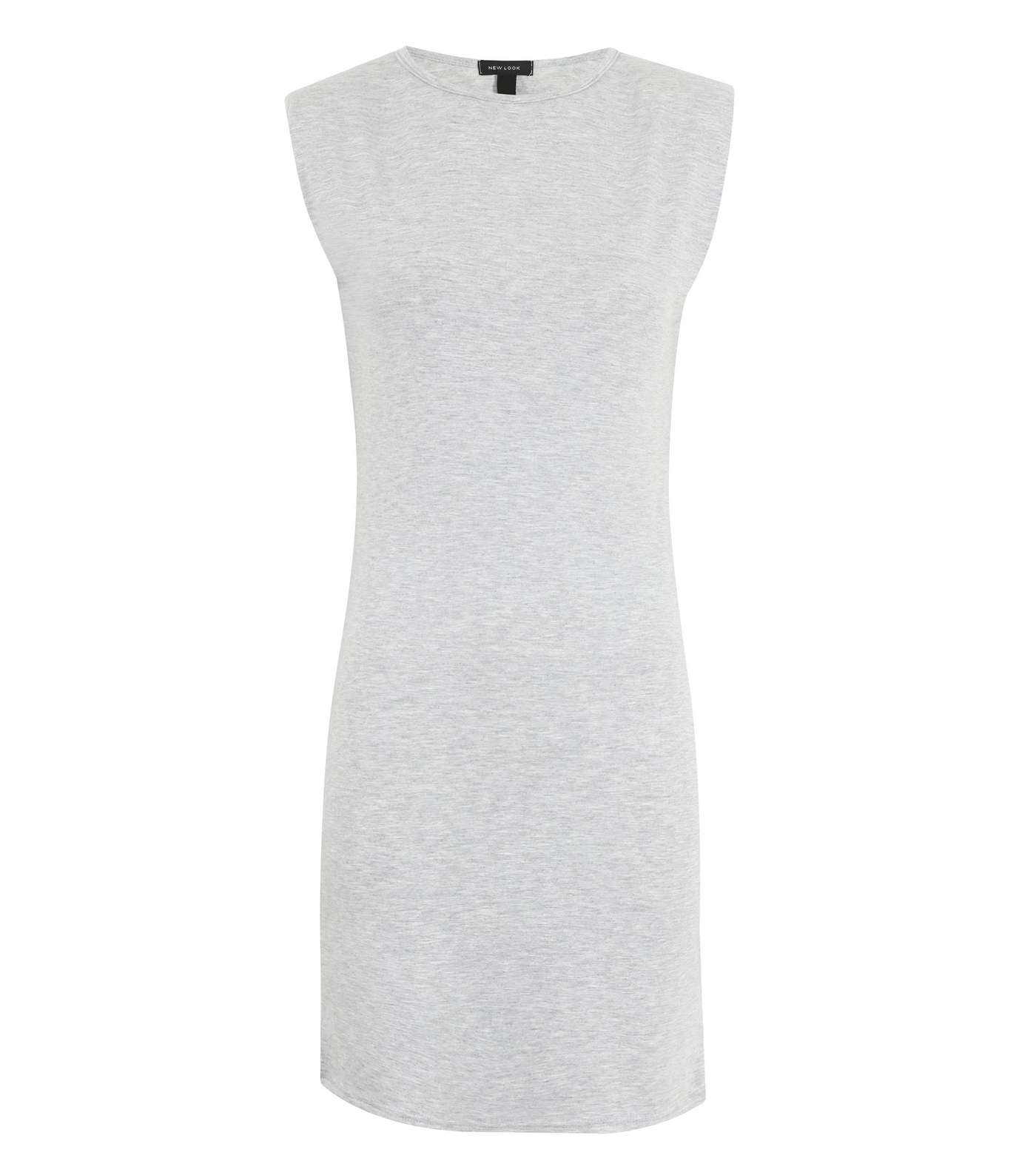 Grey Marl Jersey Padded Shoulder T-Shirt Dress Image 5