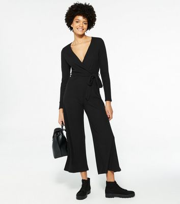 New look store black ribbed jumpsuit