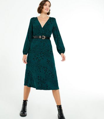 new look green animal print dress
