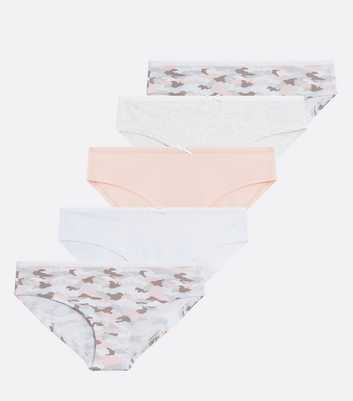 Girls 5 Pack Grey and Pink Camo Briefs 