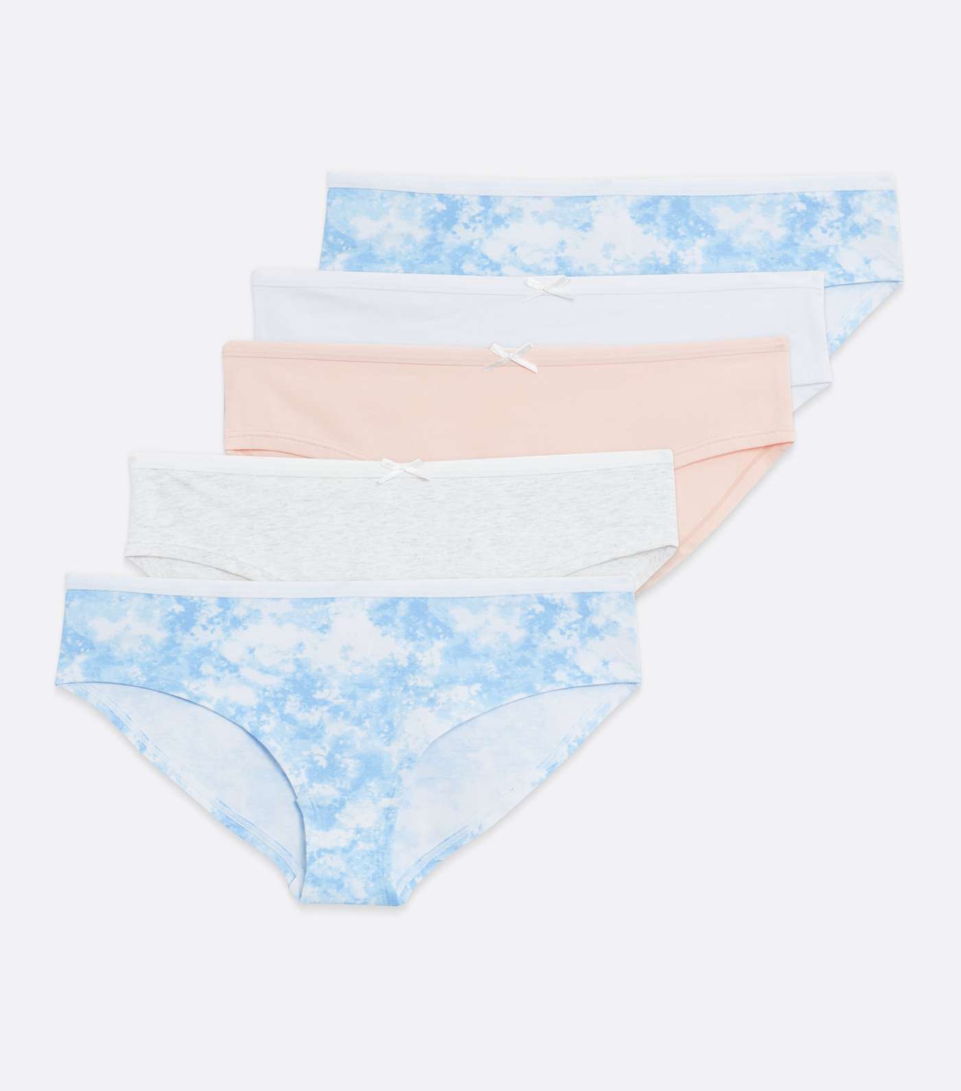 Girls 5 Pack Blue White and Pink Tie Dye Briefs 