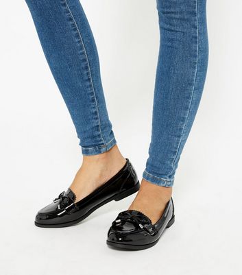 black wide fit loafers