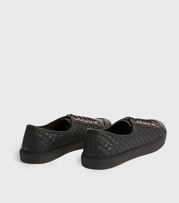 shop for Black Quilted Leather-Look Trainers New Look Vegan at Shopo