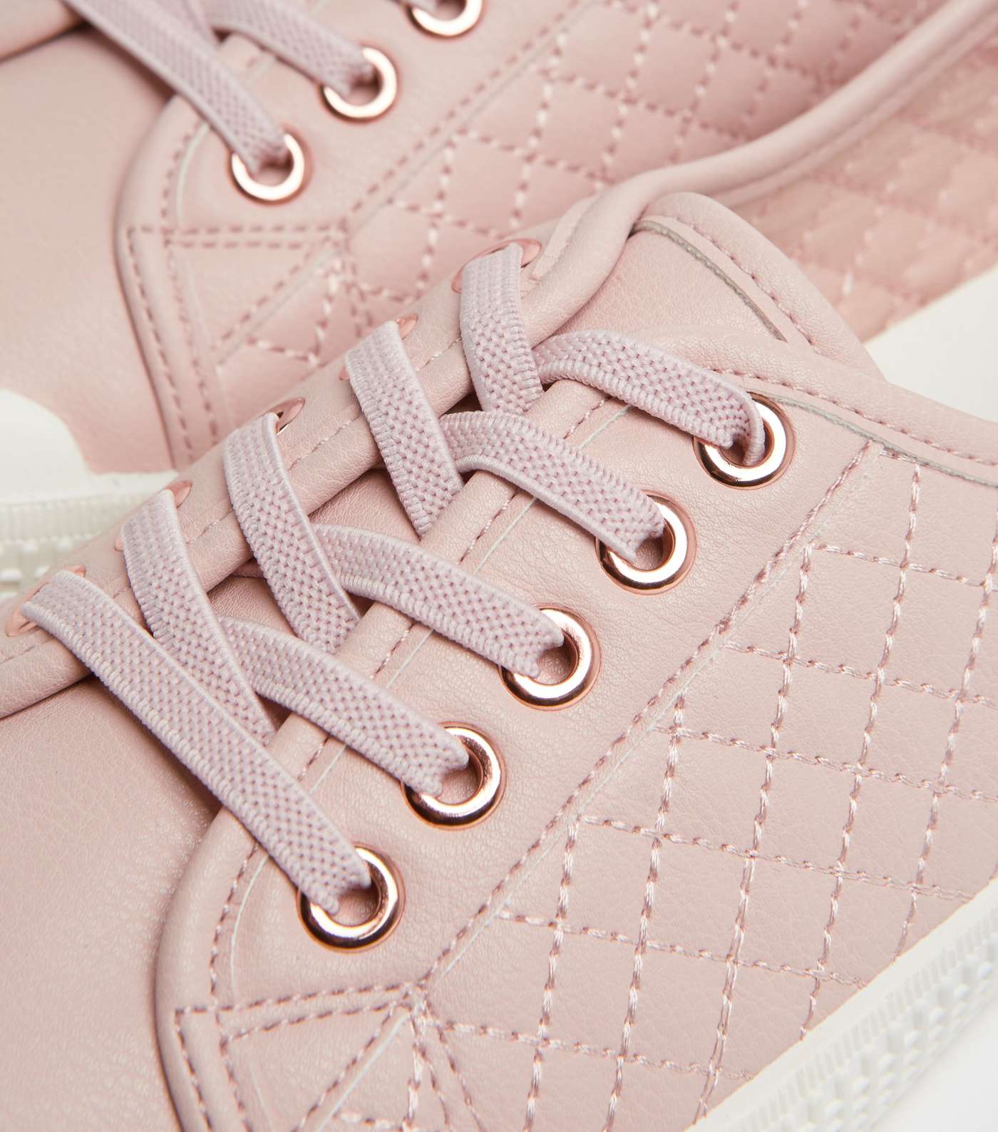 Pink Quilted Lace Up Trainers  Image 3