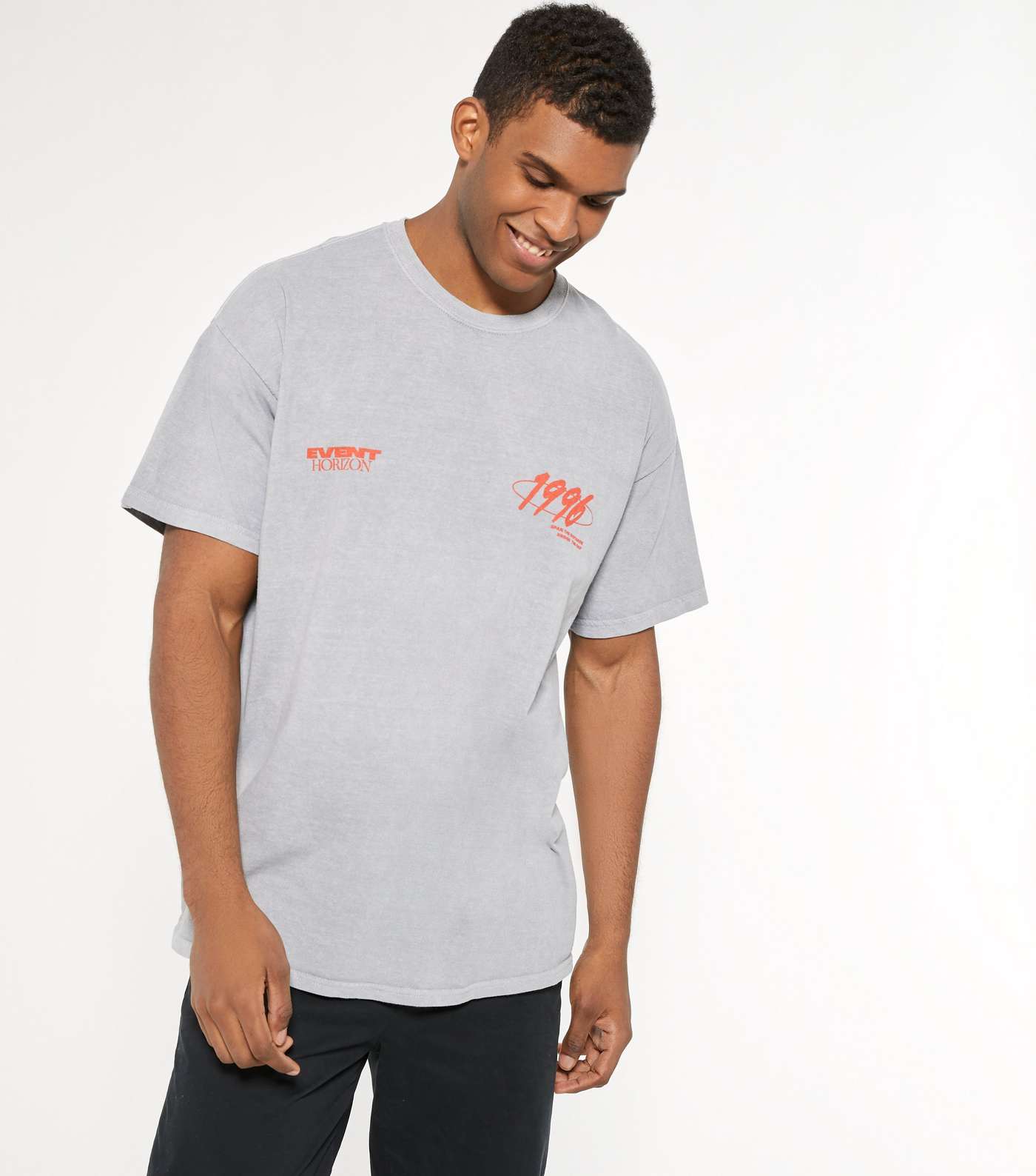 Grey Overdyed Horizon Slogan T-Shirt 