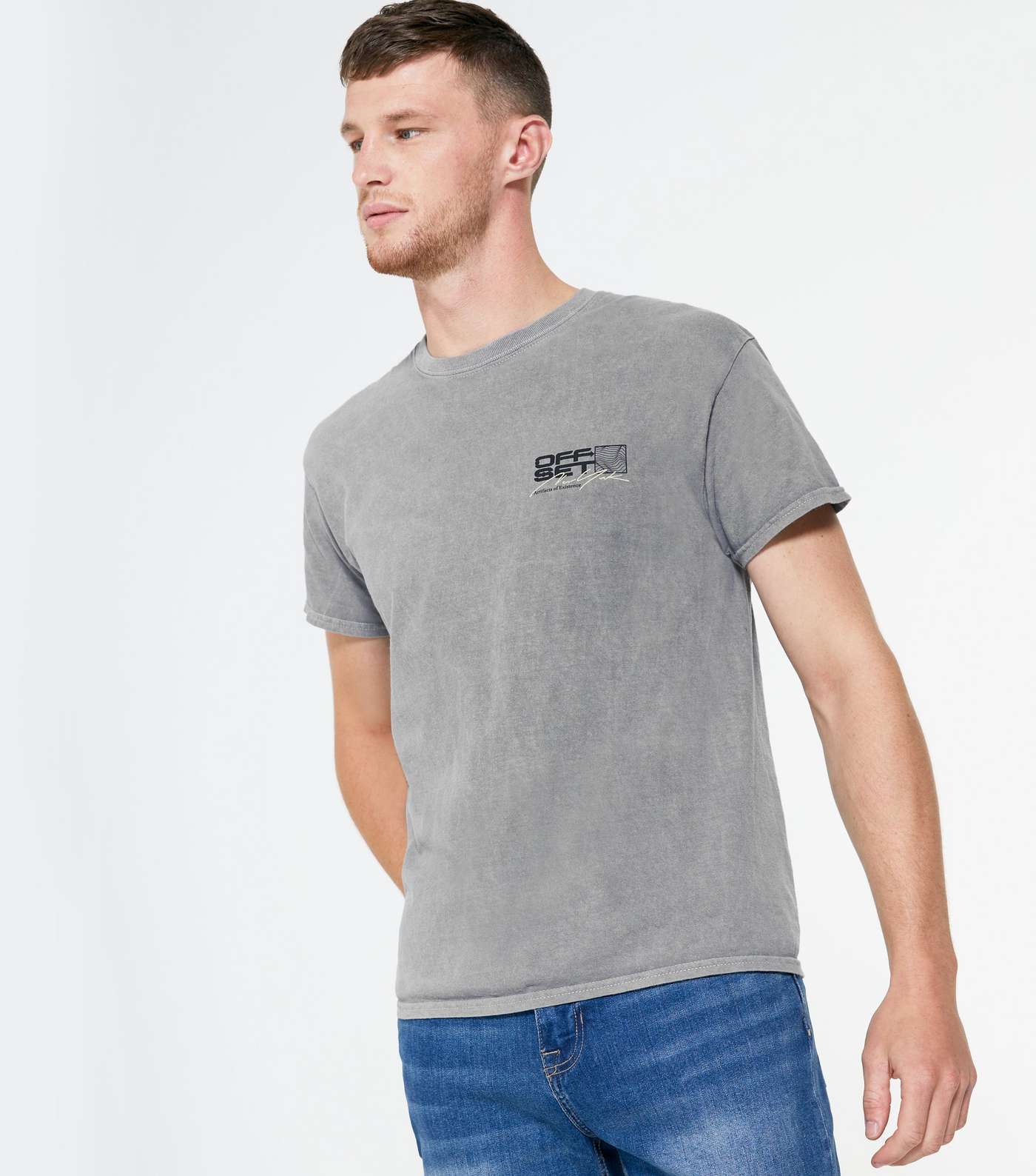 Pale Grey Offset Logo T-Shirt 
