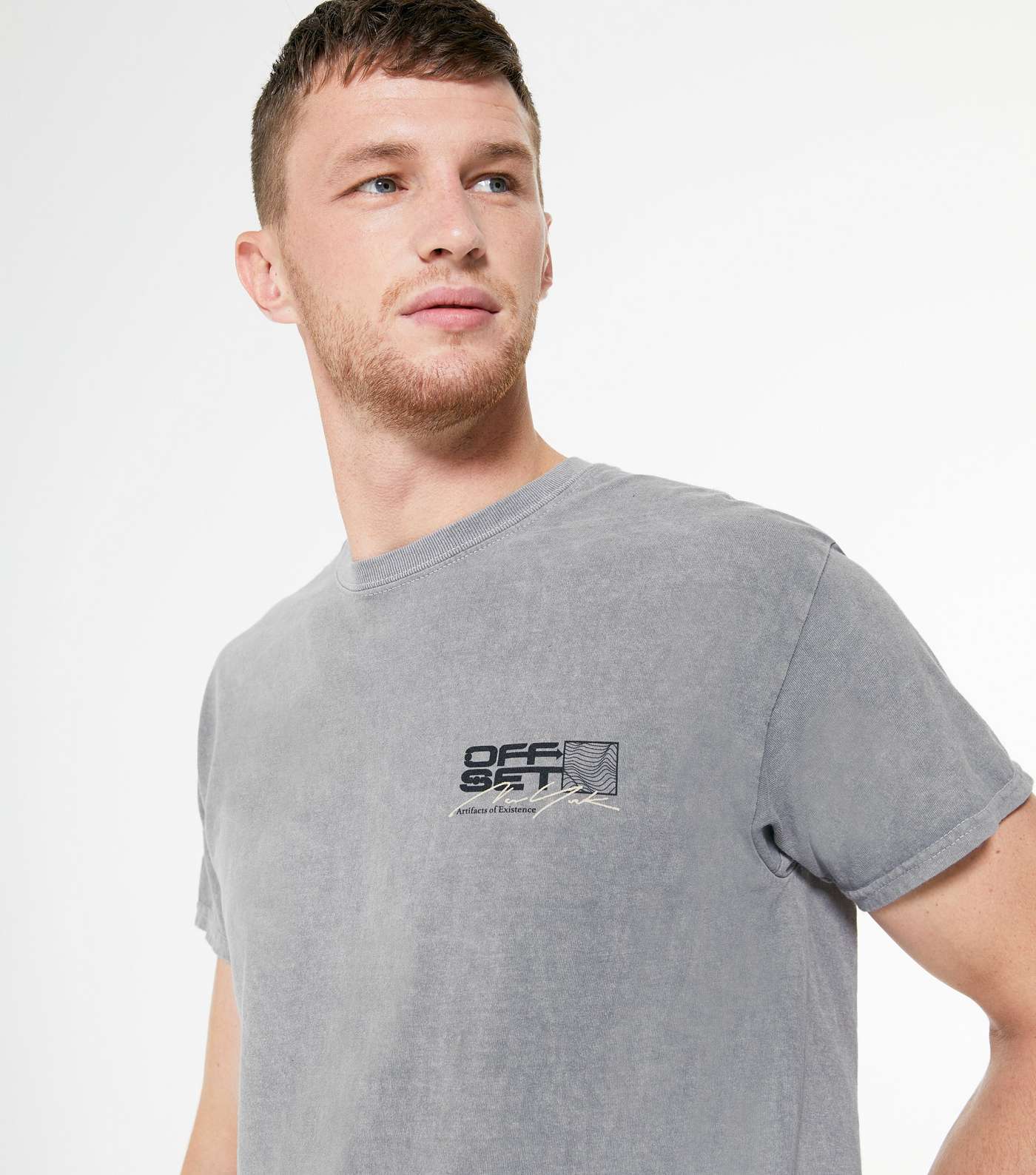 Pale Grey Offset Logo T-Shirt  Image 3