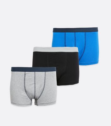 Image of 3 Pack Blue and Black Boxers New Look