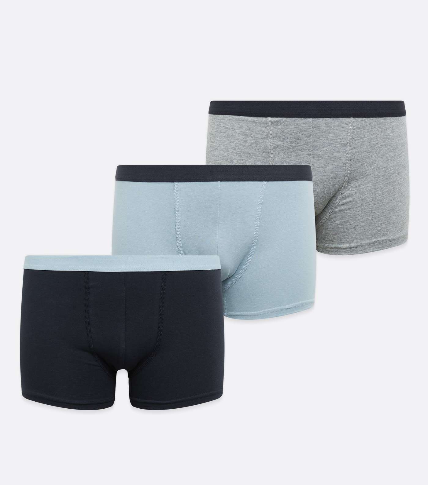 3 Pack Pale Blue Navy and Grey Boxers