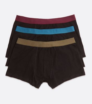 Image of 3 Pack Black Contrast Waistband Boxers New Look