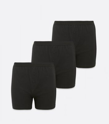 Image of 3 Pack Black Button Boxers New Look