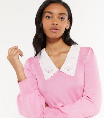 Pink jumper with collar sale