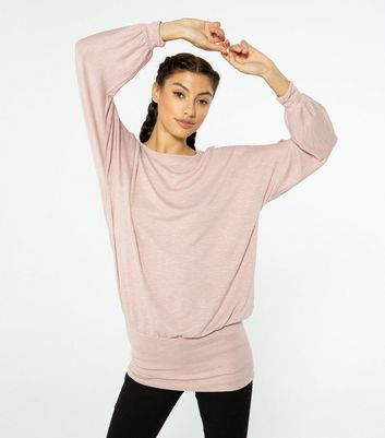 Pale Pink Long Deep Hem Batwing Jumper New Look