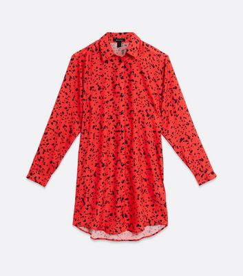 red animal print shirt dress