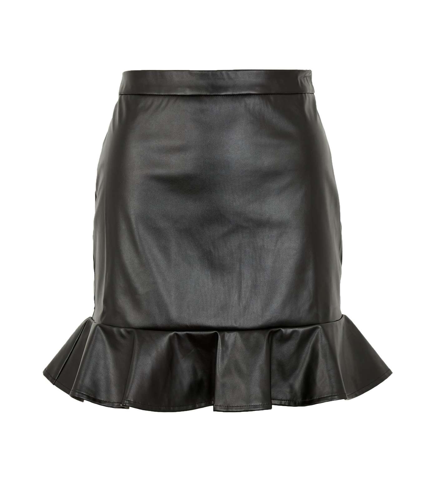 Pink Vanilla Black Leather-Look Peplum Mini Skirt Image 5