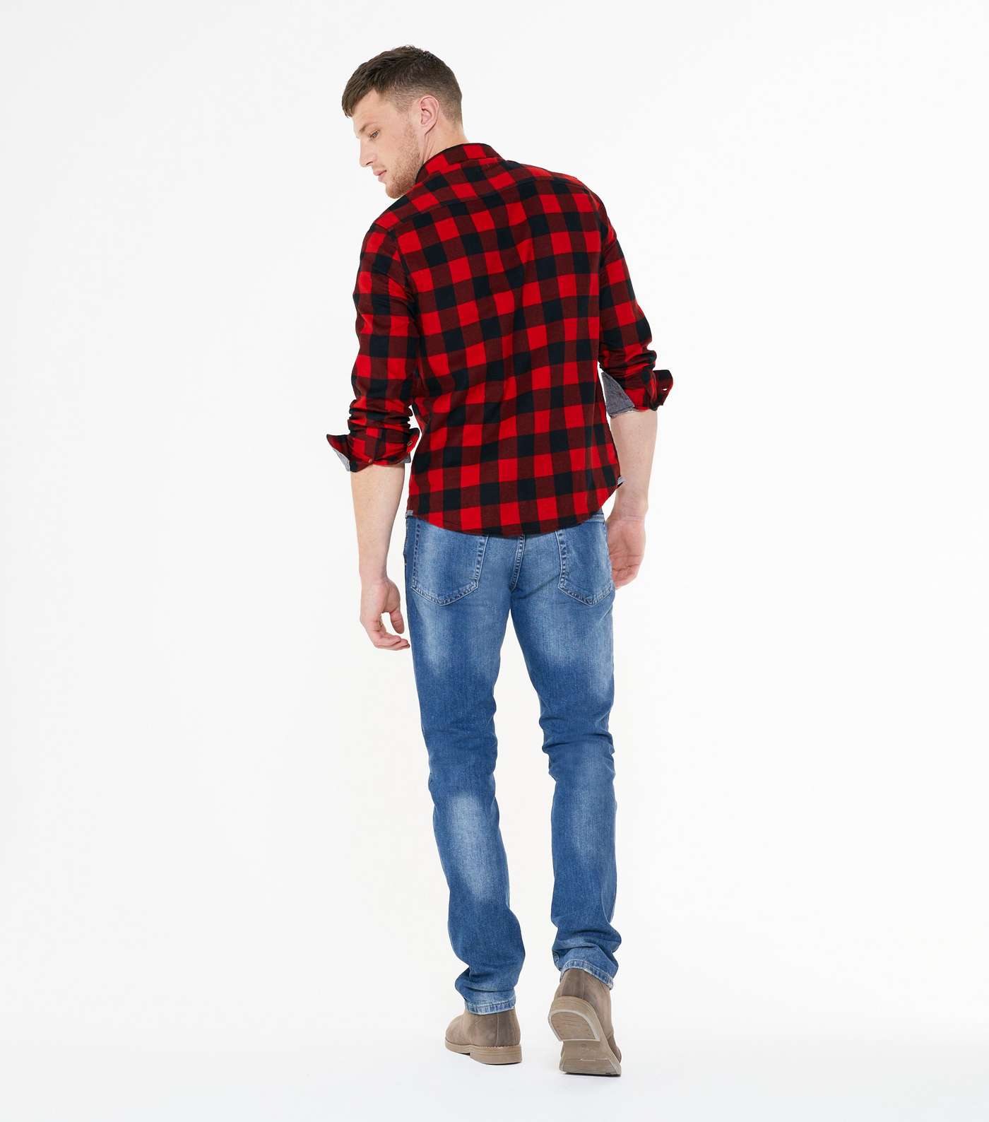 Red Check Pocket Front Long Sleeve Shirt Image 4