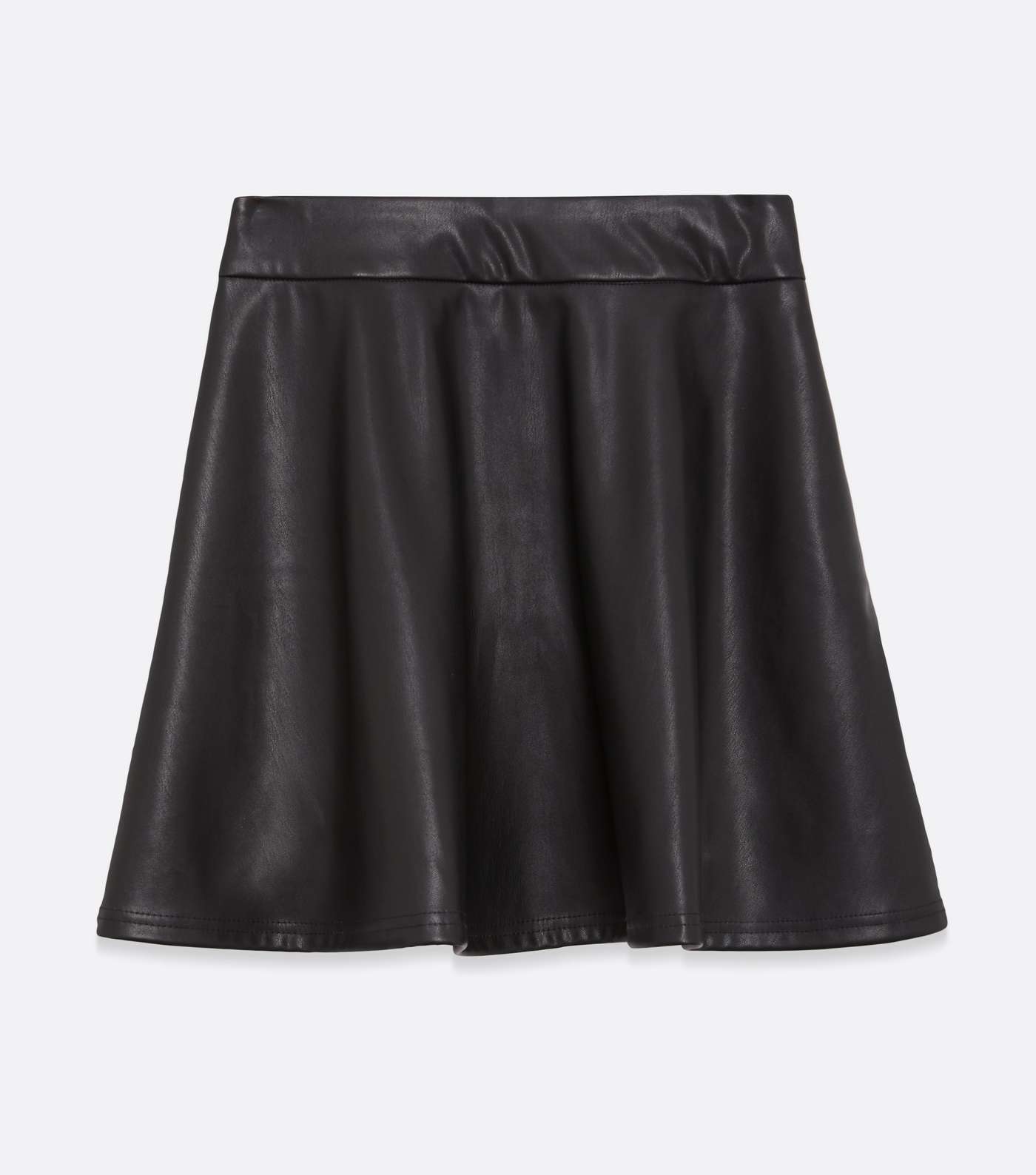 Girls Black Leather-Look Skater Skirt Image 4