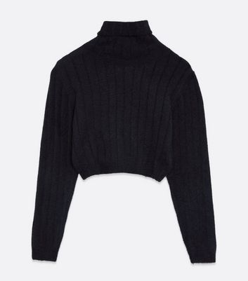 Image of Pink Vanilla Black Ribbed Knit Roll Neck Jumper New Look