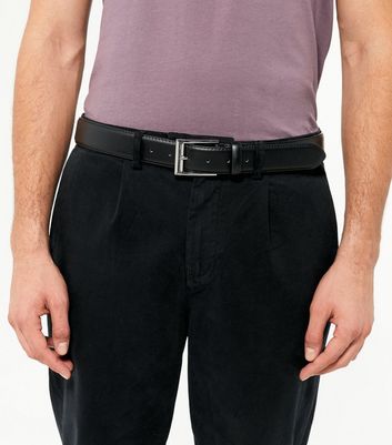 Black Leather-Look Formal Belt | New Look