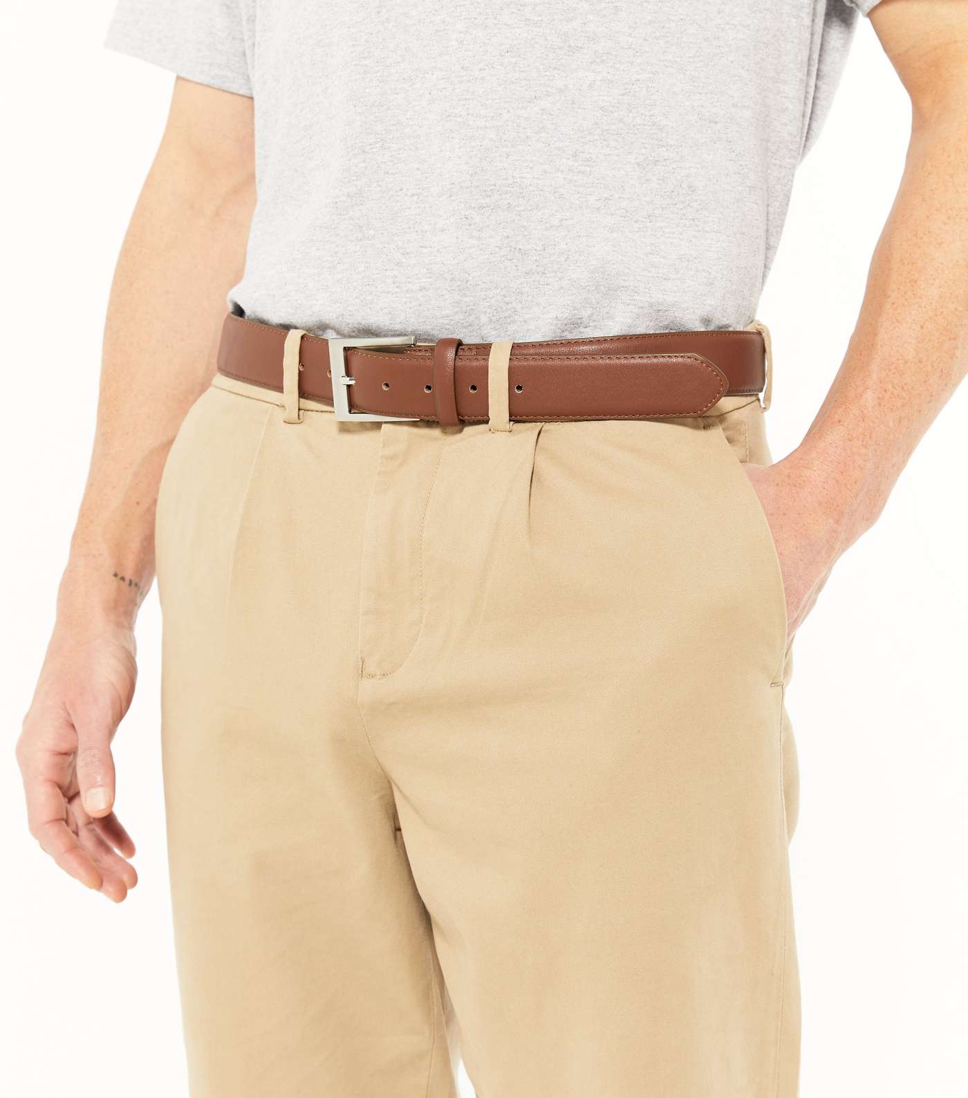 Tan Leather-Look Formal Belt Image 2