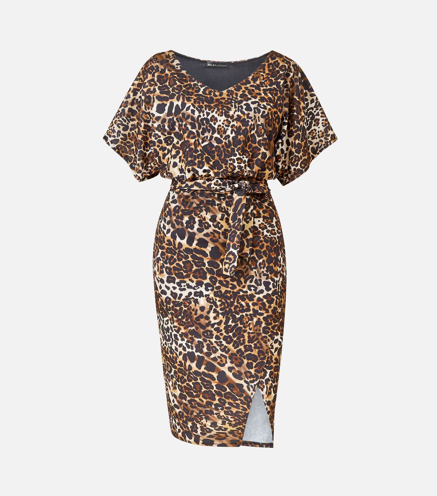 Mela Brown Leopard Print Wrap Bodycon Dress Image 4
