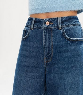 petite mid blue mom jeans