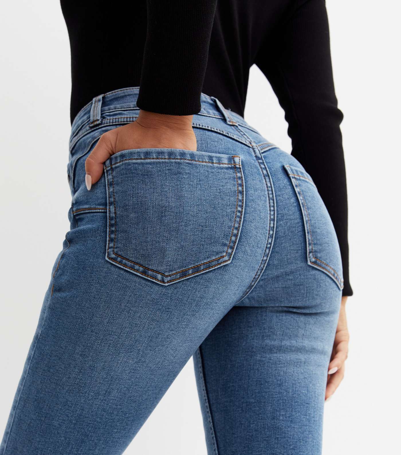 Petite Blue Mid Wash Lift & Shape Jenna Skinny Jeans Image 3