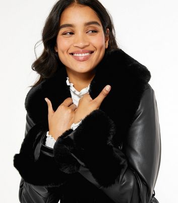 Cameo Rose Leather-Look Faux Fur Trim 