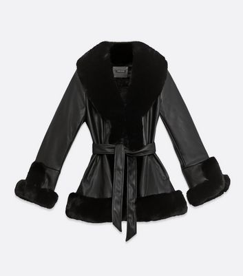 Leather on sale belted coat