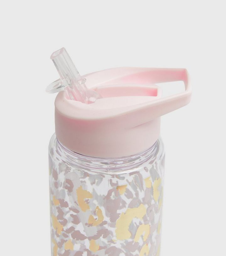 Pale Pink Animal Print Water Bottle New Look