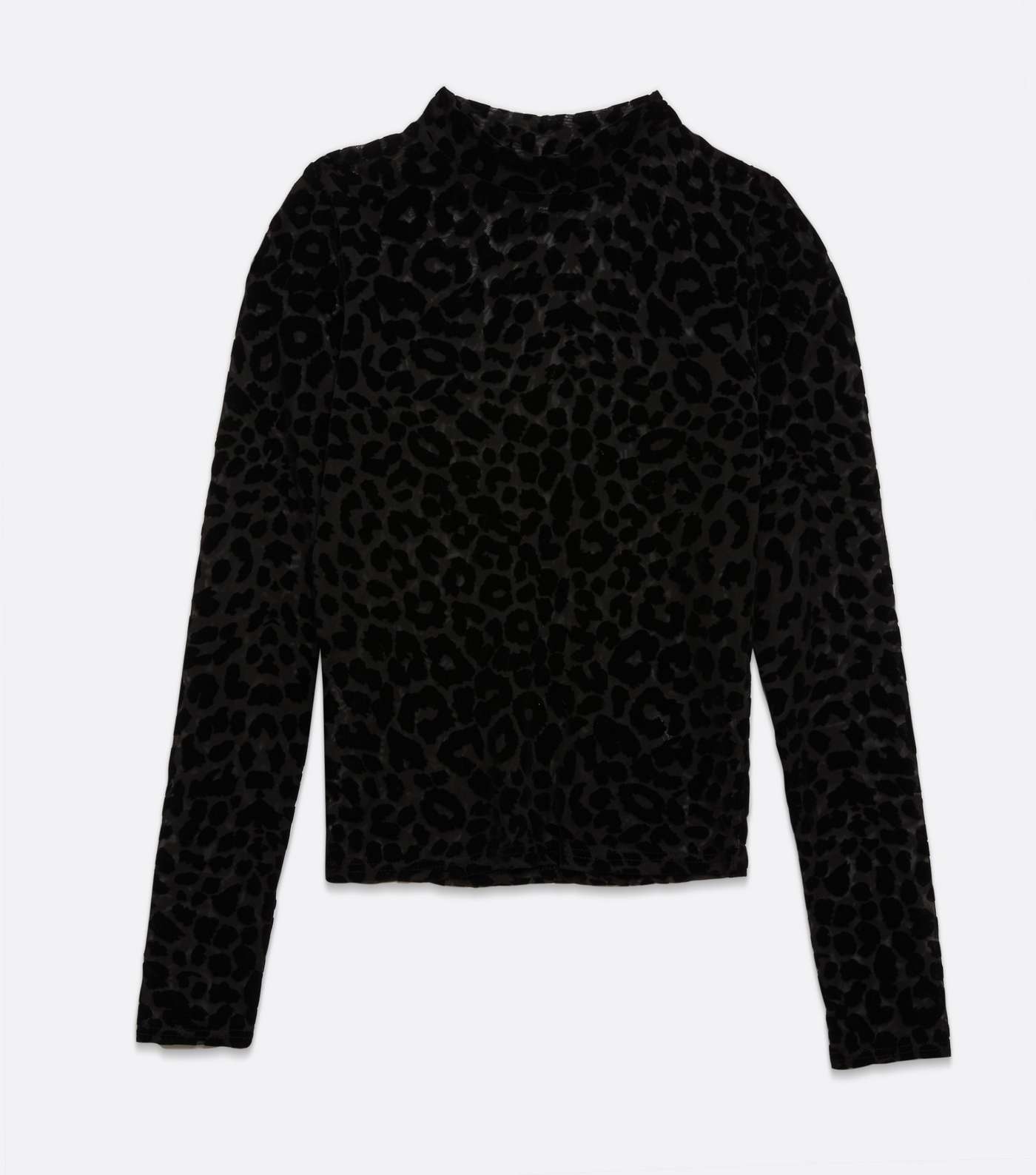 Black Flocked Leopard Long Sleeve Top  Image 5