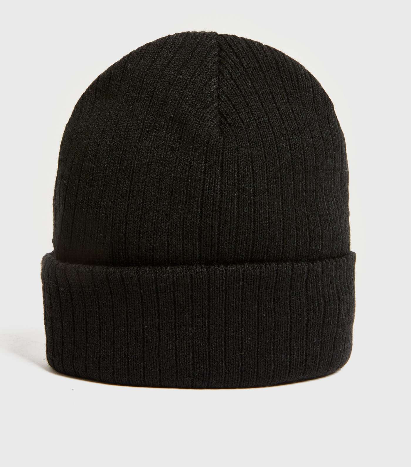 Black Ribbed Knit Beanie Hat