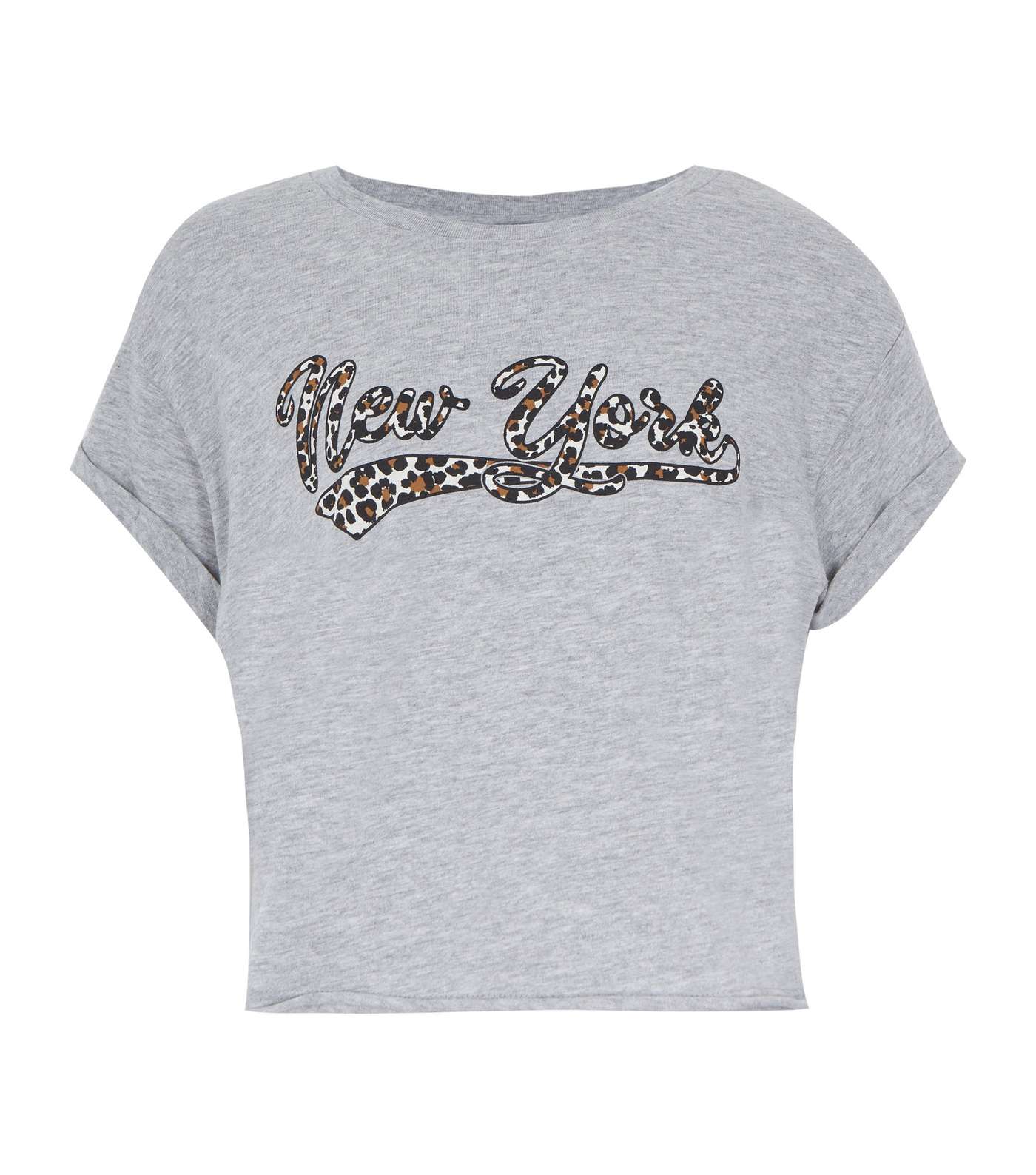 Girls Grey New York Leopard Print Logo T-Shirt Image 5