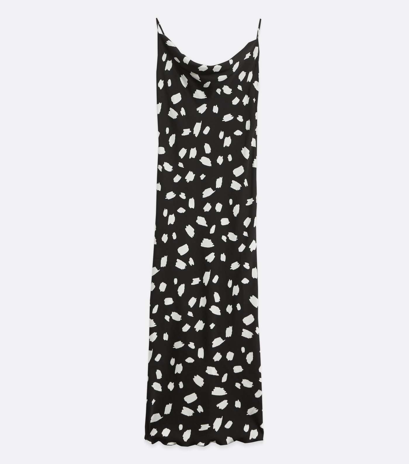 Black Spot Satin Cowl Neck Midi Slip Dress  Image 5