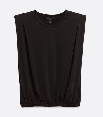 Image of Black Sleeveless Shoulder Pad Top New Look