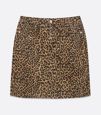 Leopard print outlet denim skirt